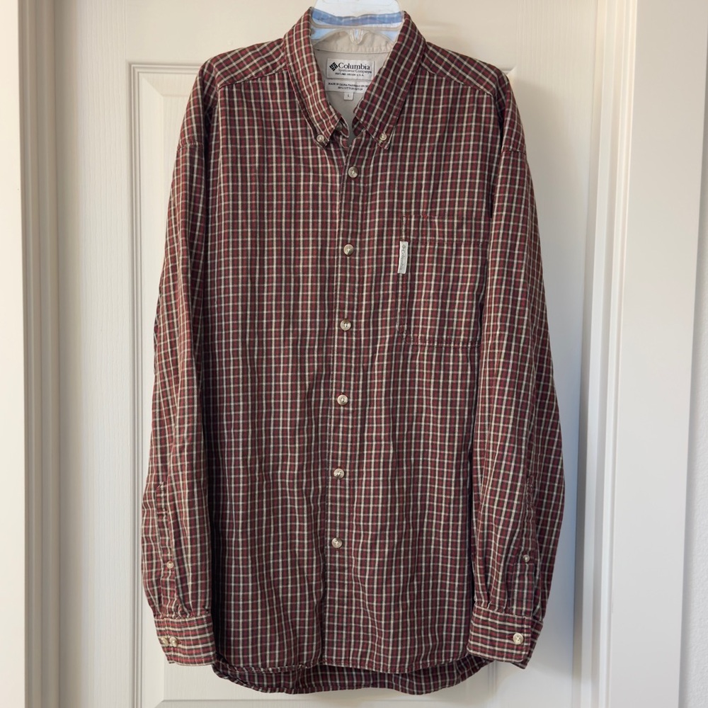 Columbia Men’s Long Sleeve Button Down Shirt Outdoors Casual Lightweight Large
